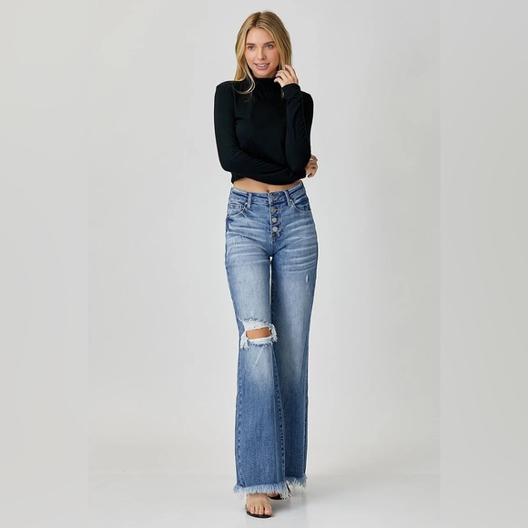 Risen Los Angeles Willow Mid Rise Wide Leg Jeans Size 28 NWT - Picture 1 of 8